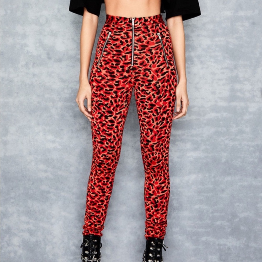 Mistress Rocks red leopard bandage pants